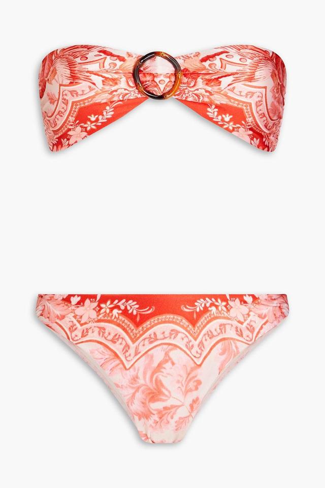 Lyre Bamboo Ring Two-piece Bikini Set In Red Product Image