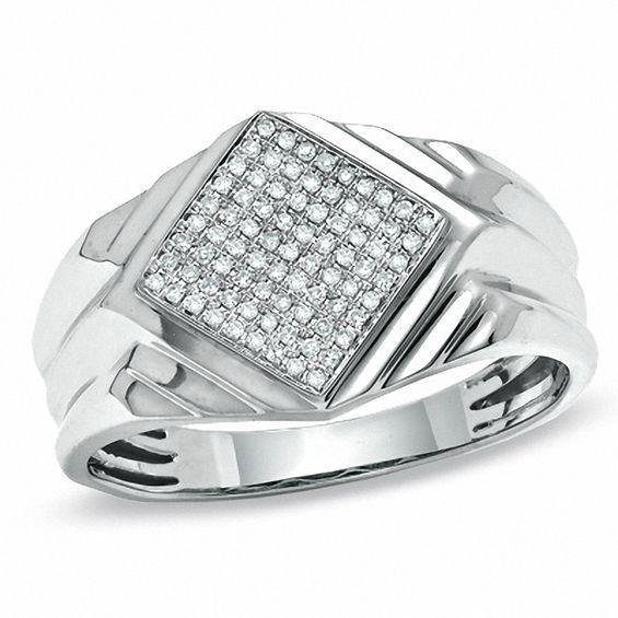 Men's 1/5 CT. T.w. PavÃ© Diamond Band in 10K White Gold Product Image