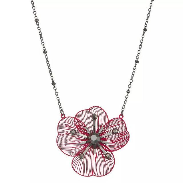 Simply Vera Vera Wang Red Flower Short Pendant Necklace, Womens Product Image