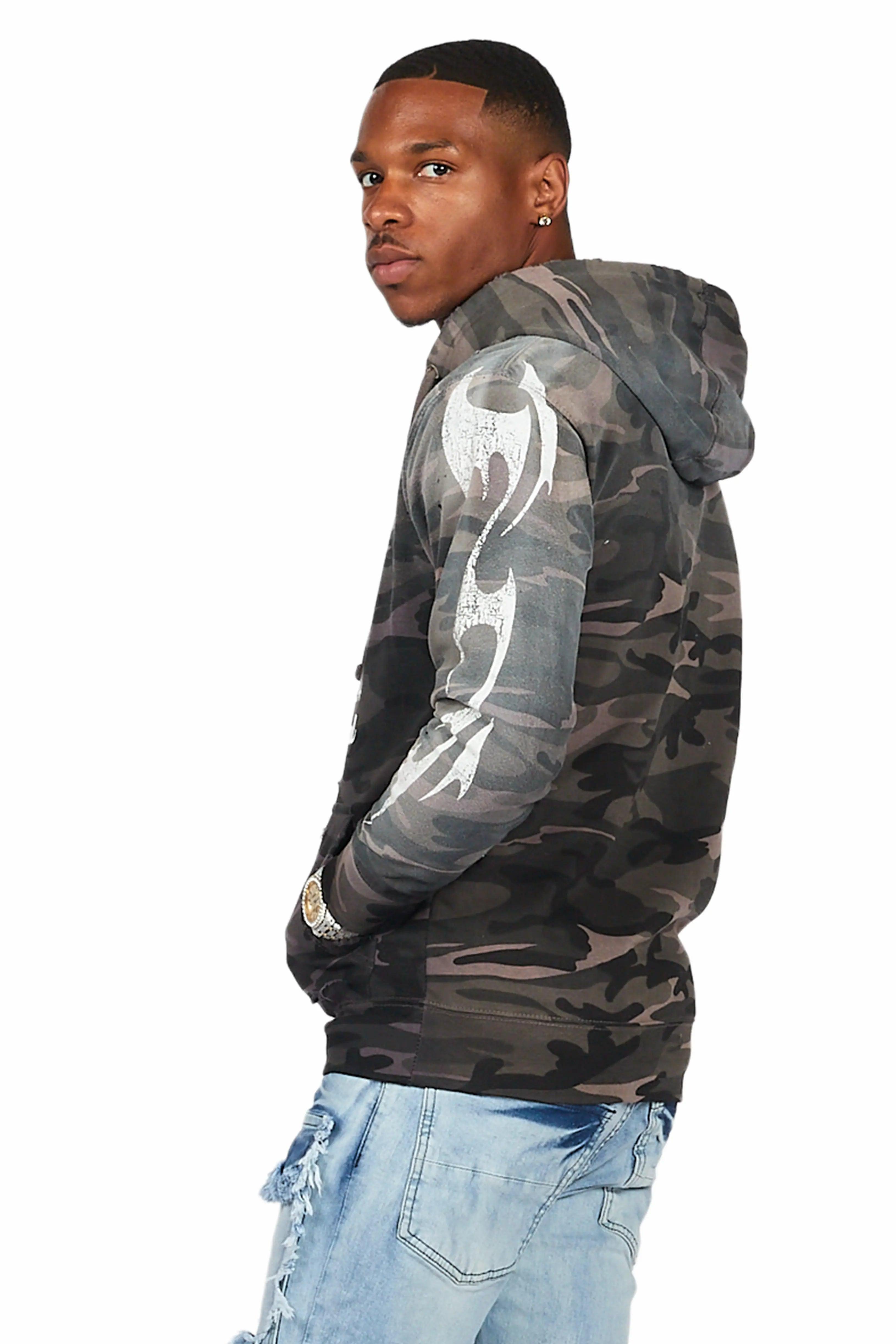 Vachel Black Graphic Hoodie Male Product Image