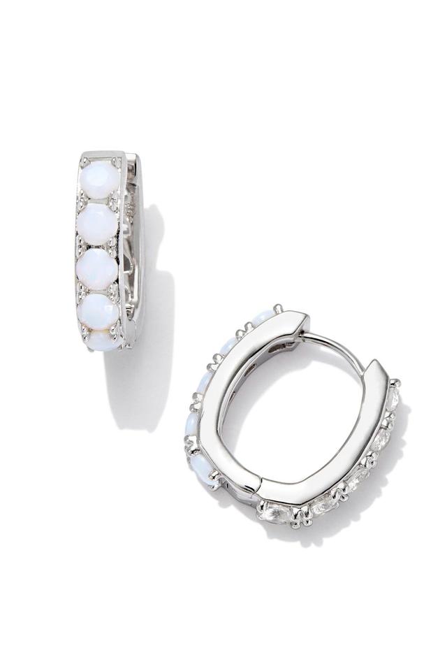 Chandler Huggie Earrings Silver White Opalite Mix Product Image