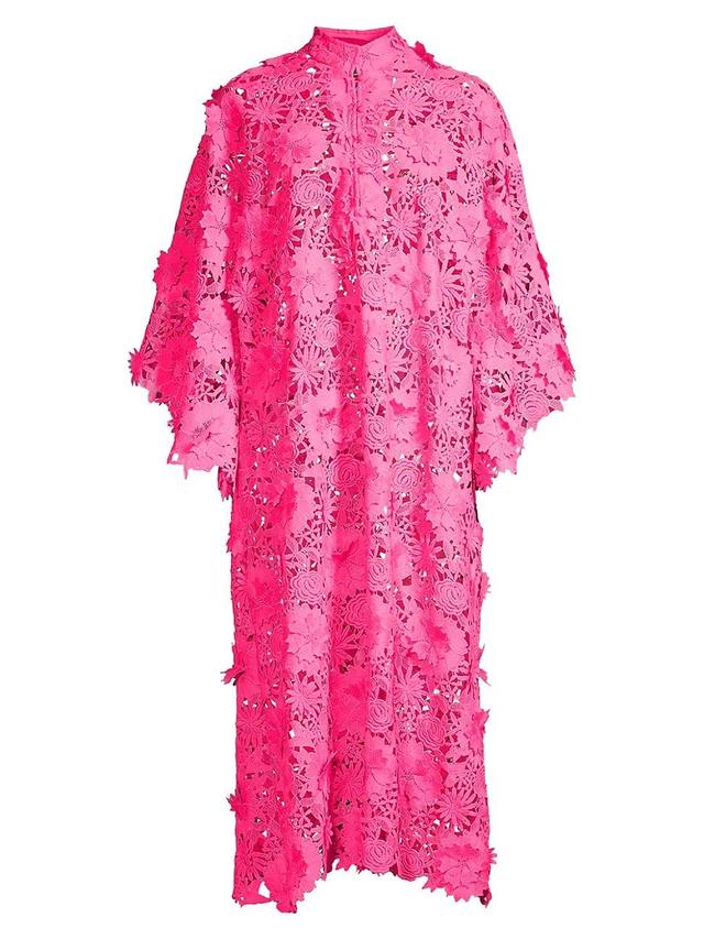 Womens Floral-Lace Caftan Midi-Dress Product Image