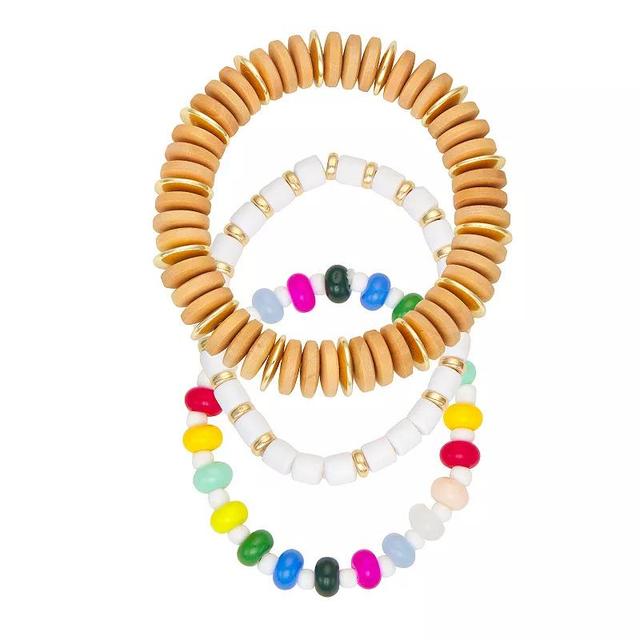 Sonoma Goods For Life Gold Tone 3-pack Mixed Media Stretch Bracelets Set, Womens, Multicolor Product Image