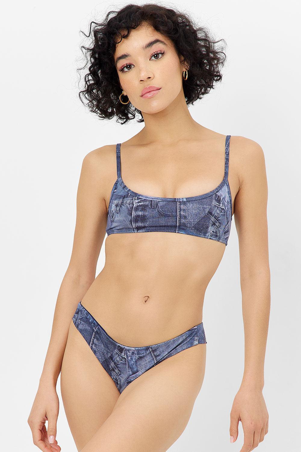 Enzo Cheeky Bikini Bottom - Blue Jean Product Image