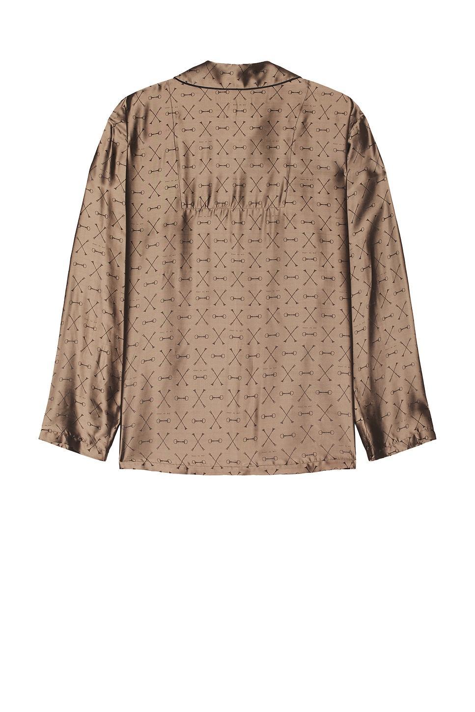 fleur du mal Men's Jacquard Pj Top Brown. (also in M, S, XL/1X). Product Image