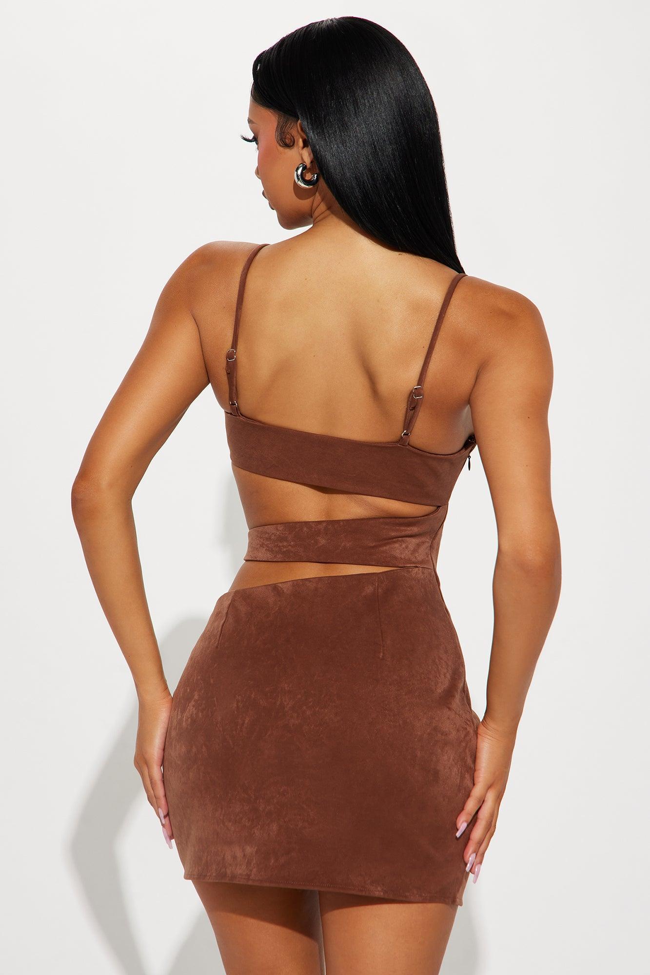 Rosie Cut Out Micro Mini Dress - Brown Product Image