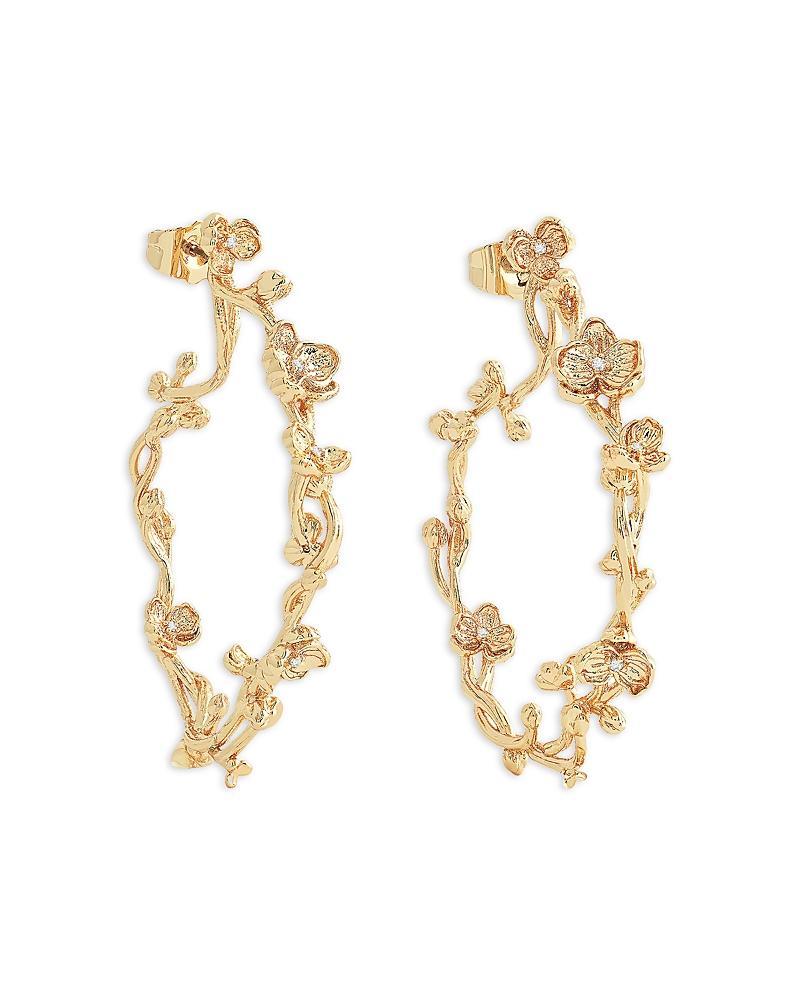 Womens Orchid 18K Gold-Plated & Cubic Zirconia Hoop Earrings Product Image