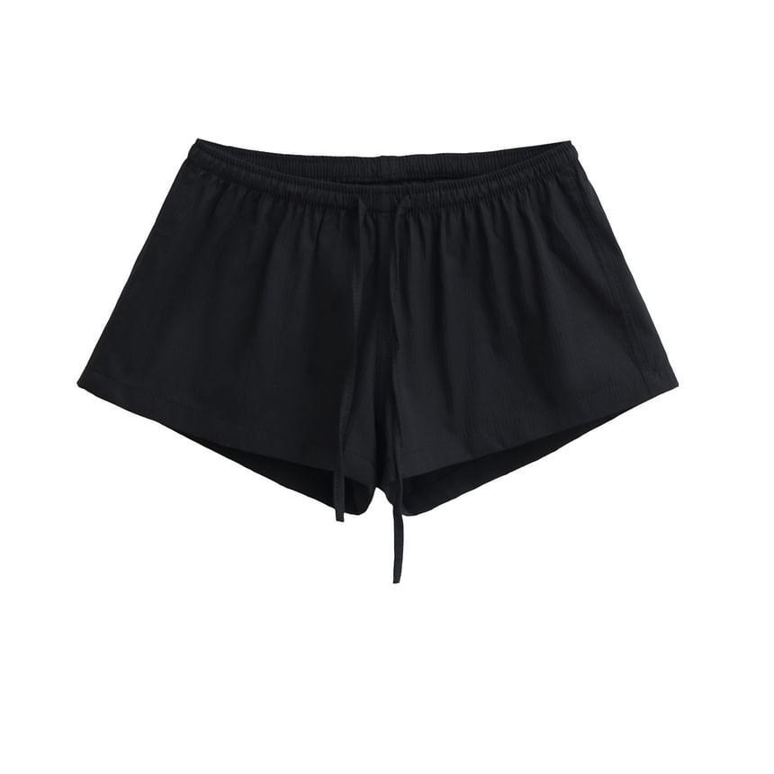 Drawstring Waist Plain Wide Leg Shorts Product Image