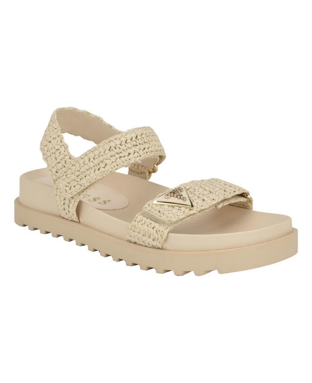 Guess Womens Fabrica Open Toe Slide Footbed Raffia Sandals Product Image