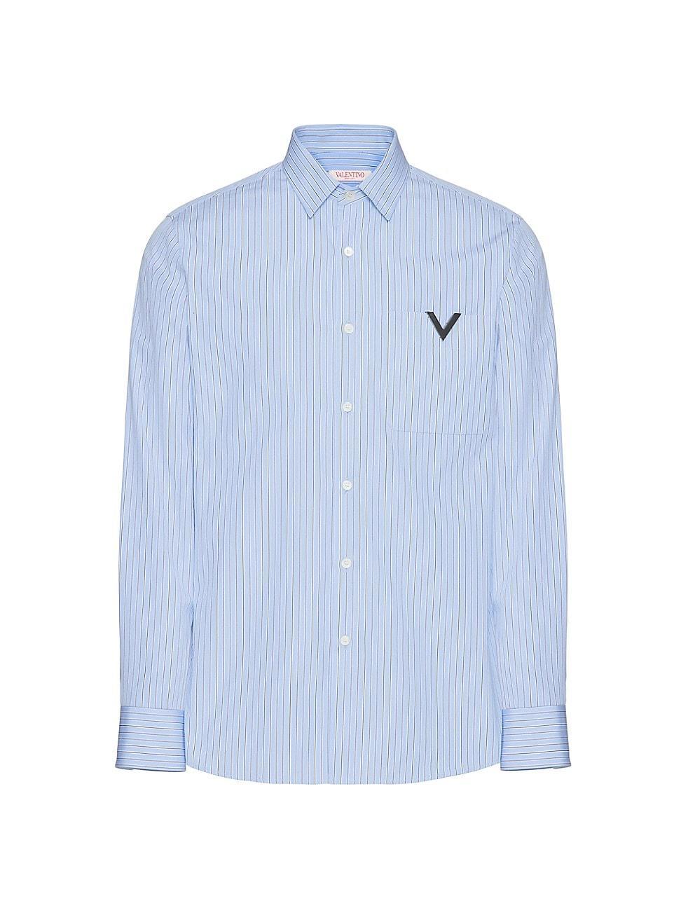 Mens Cotton Poplin Shirt with Metallic V Detail Product Image