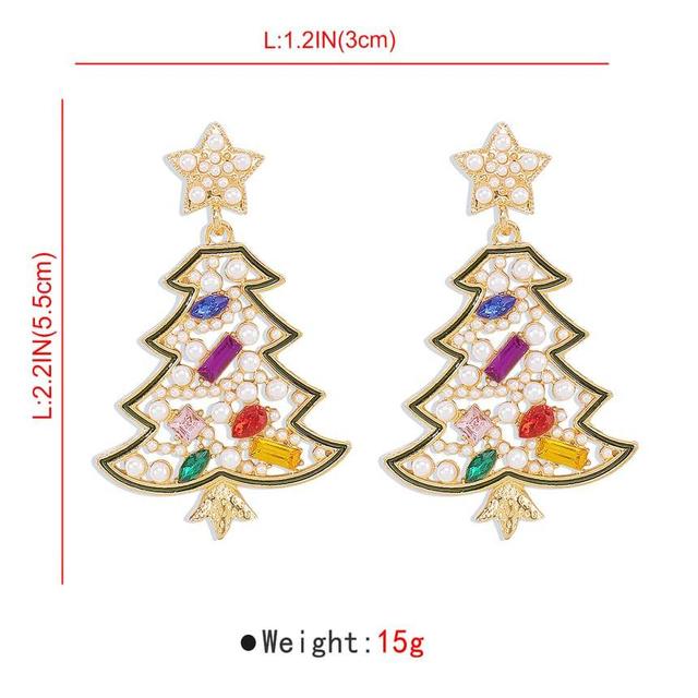 Rhinestone Christmas Tree Drop Earring Product Image