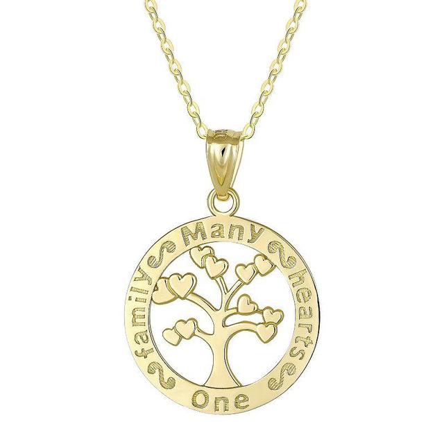 Taylor Grace 10k Gold Many Hearts One Family Tree Of Life Medal Pendant Necklace, Womens Product Image