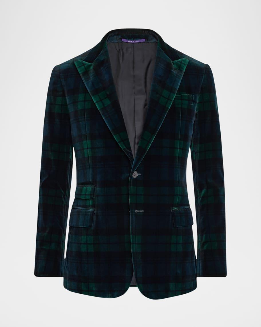 Men's Kent Hand-Tailored Plaid Velvet Sport Coat Product Image