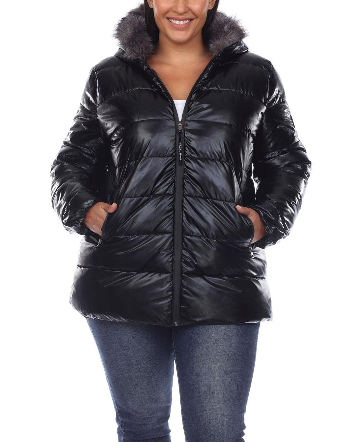 Plus Size Metallic Puffer Coat with Hoodie Product Image