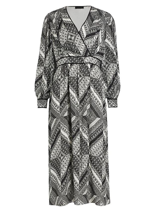 Caelan Geometric-Print Silk Midi Dress Product Image