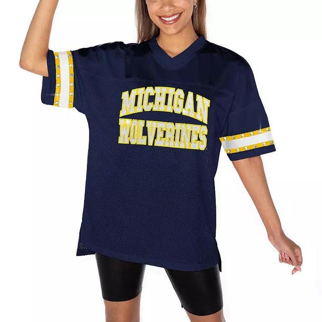 Womens Gameday Couture Michigan Wolverines Until Kickoff Rhinestone Fashion T-Shirt Blue Product Image