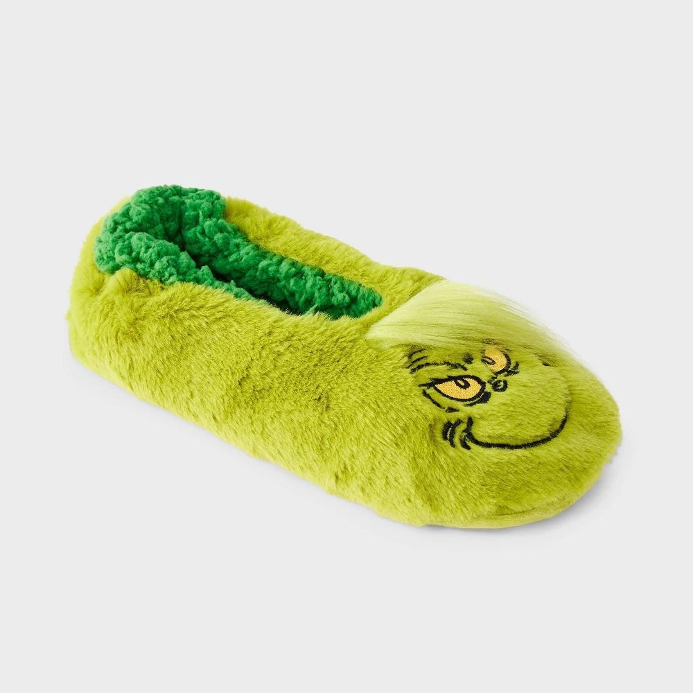 Women's The Grinch Faux Fur Slipper Socks with Grippers - Green S/M Product Image