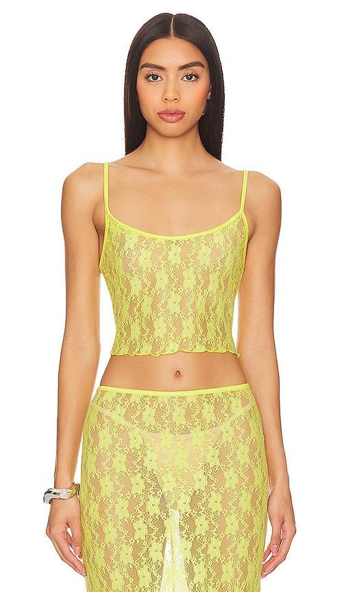 Lovers and Friends Lia Sheer Tank Top in Yellow. Product Image