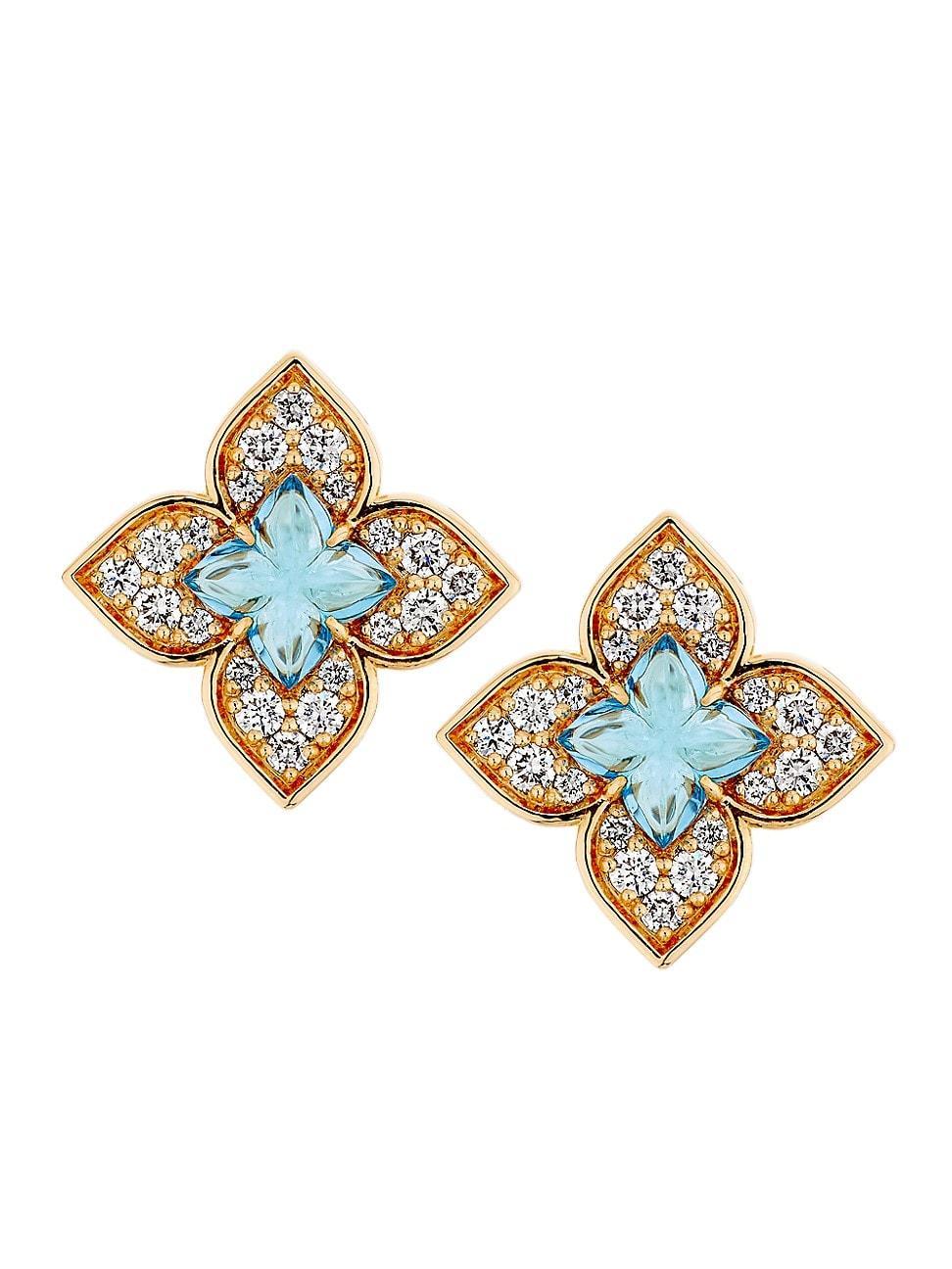 Womens Venetian Princess Carnivale 18K Rose Gold, Blue Topaz & 0.38 TCW Diamond Earrings Product Image