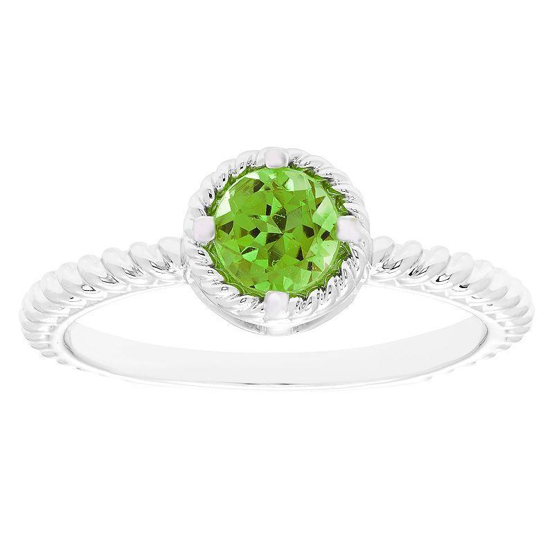 Boston Bay Diamonds Sterling Silver Genuine Peridot Rope Halo Stacking Ring, Womens Green Product Image