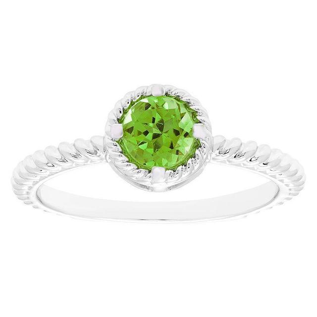 Boston Bay Diamonds Sterling Silver Genuine Peridot Rope Halo Stacking Ring, Womens Product Image