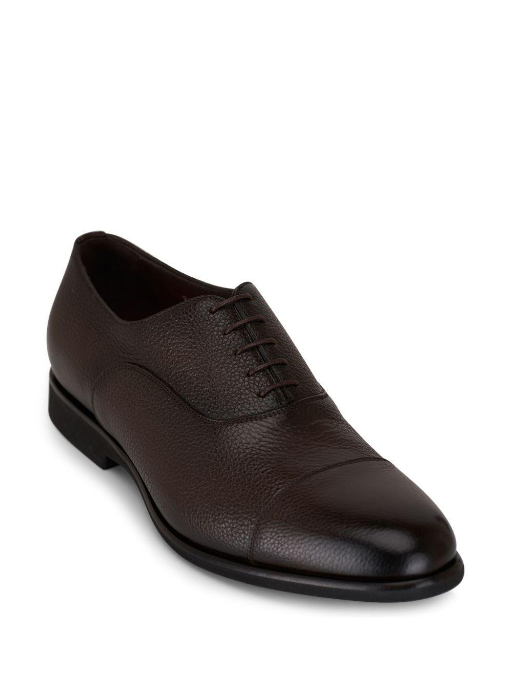 SANTONI Grained-leather Oxford Shoes In Brown Product Image