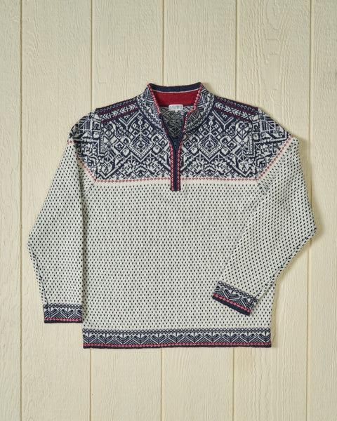 Oslo Fair Isle Sweater in Navy/Egret Lambswool Product Image