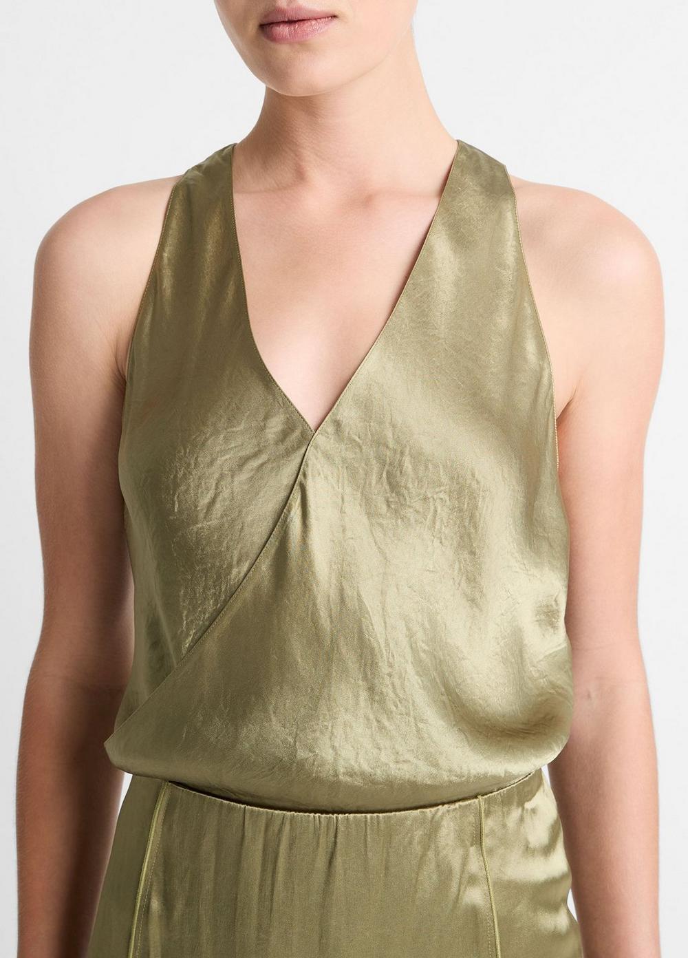 Satin Crossover V-Neck Tank Product Image