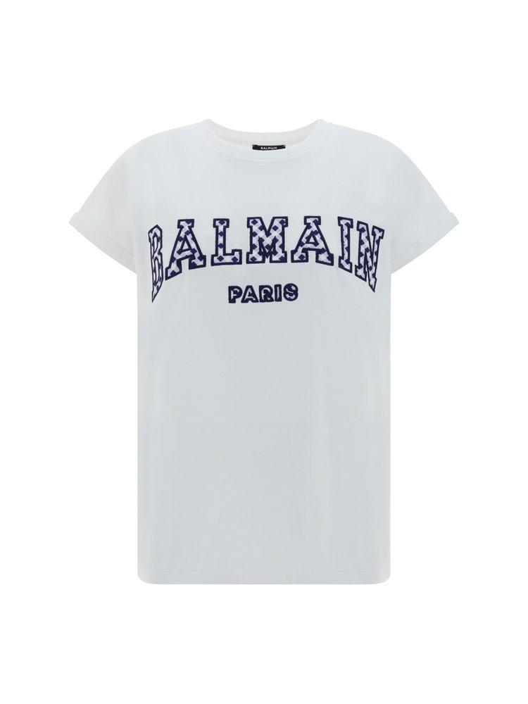 BALMAIN T-shirt In Blanc/ Bleu Nuit Product Image