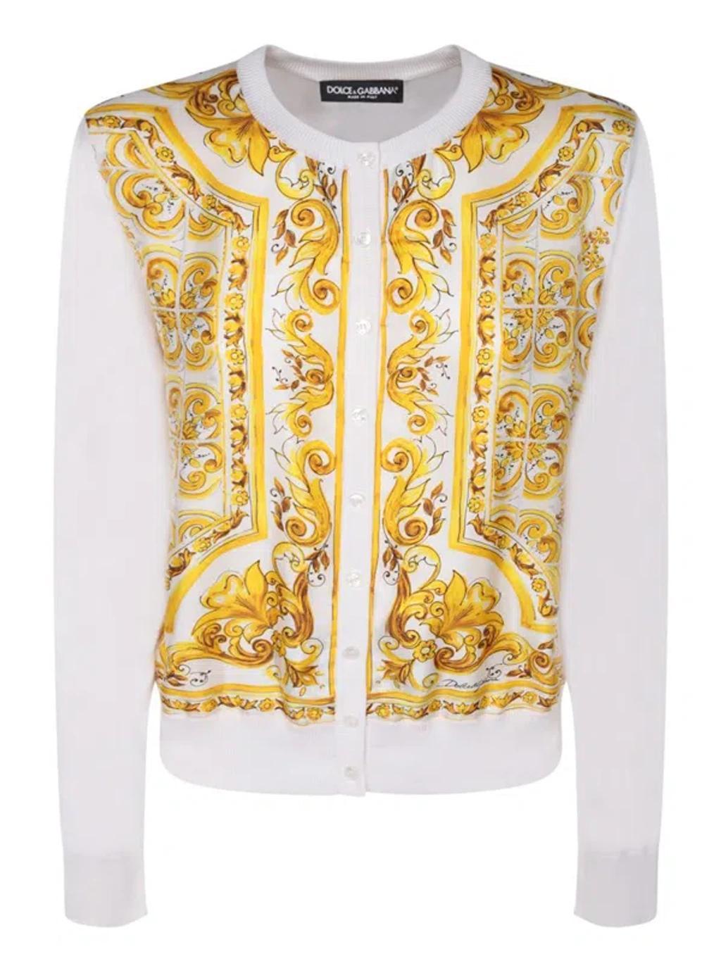 DOLCE & GABBANA Maioliche Cardigan In Yellow Product Image