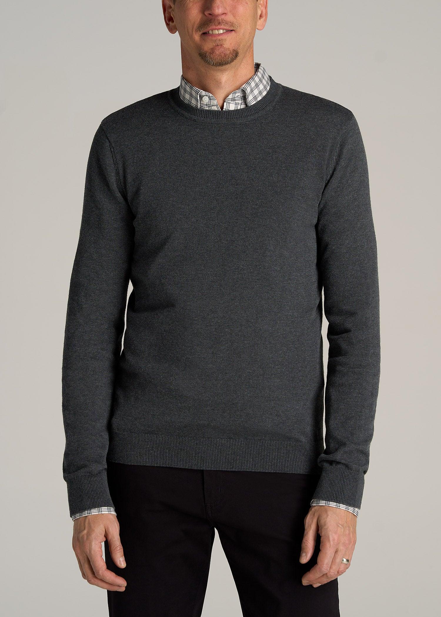 Everyday Crewneck Tall Men's Sweater in Charcoal Mix Male Product Image