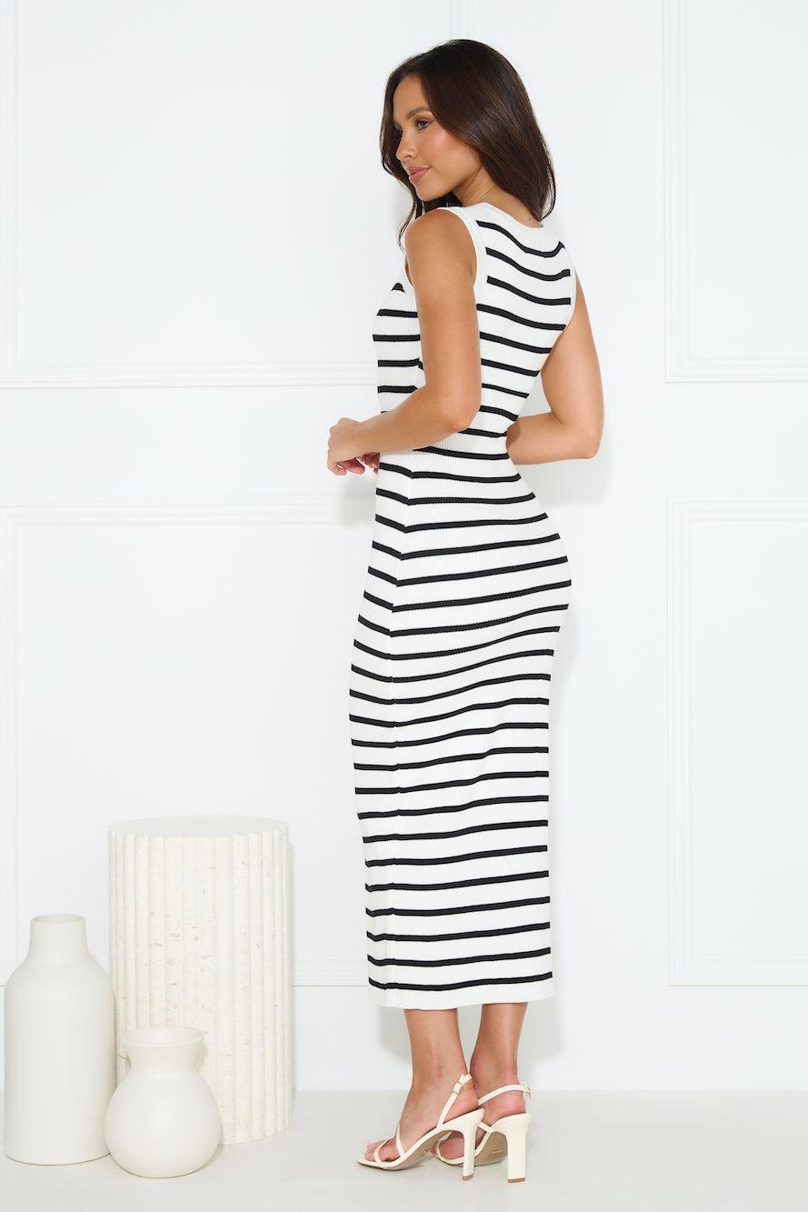 Take Your Place Knit Ribbed Maxi Dress White Product Image