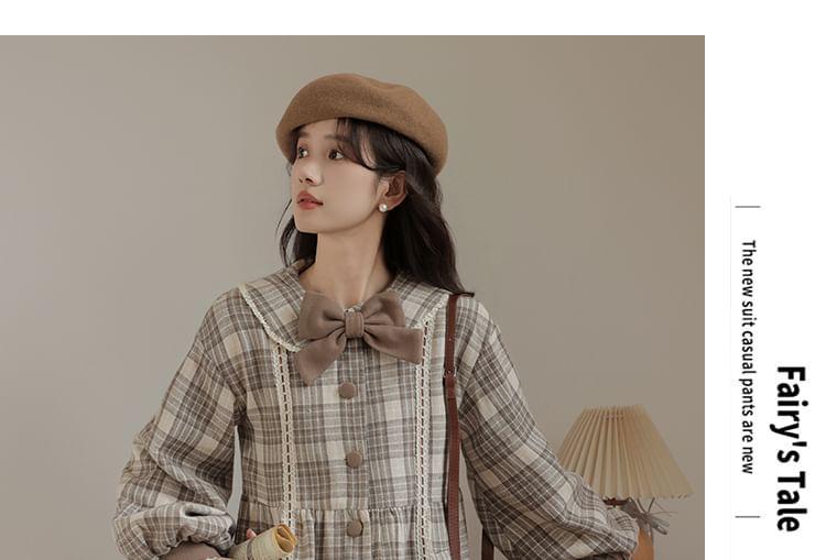 Collared Plaid Single Breasted Trench Coat product image