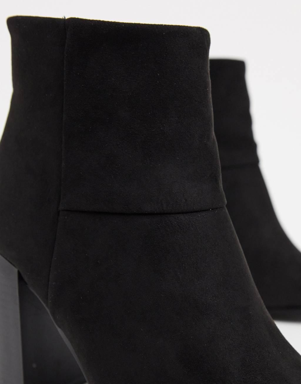 ASOS DESIGN stack-heeled ankle boots in black Product Image