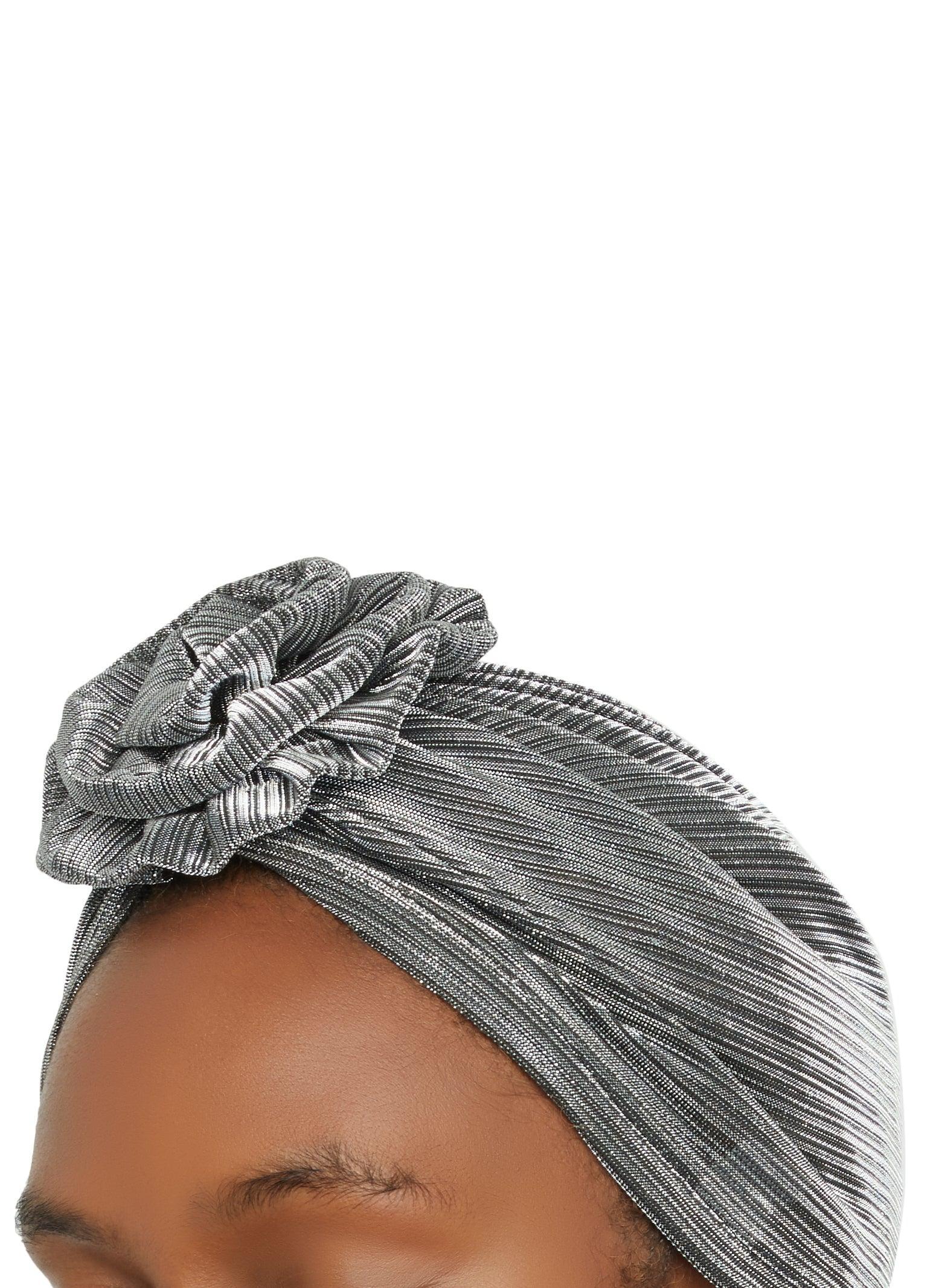 Lurex Flower Turban Head Wrap Female Product Image