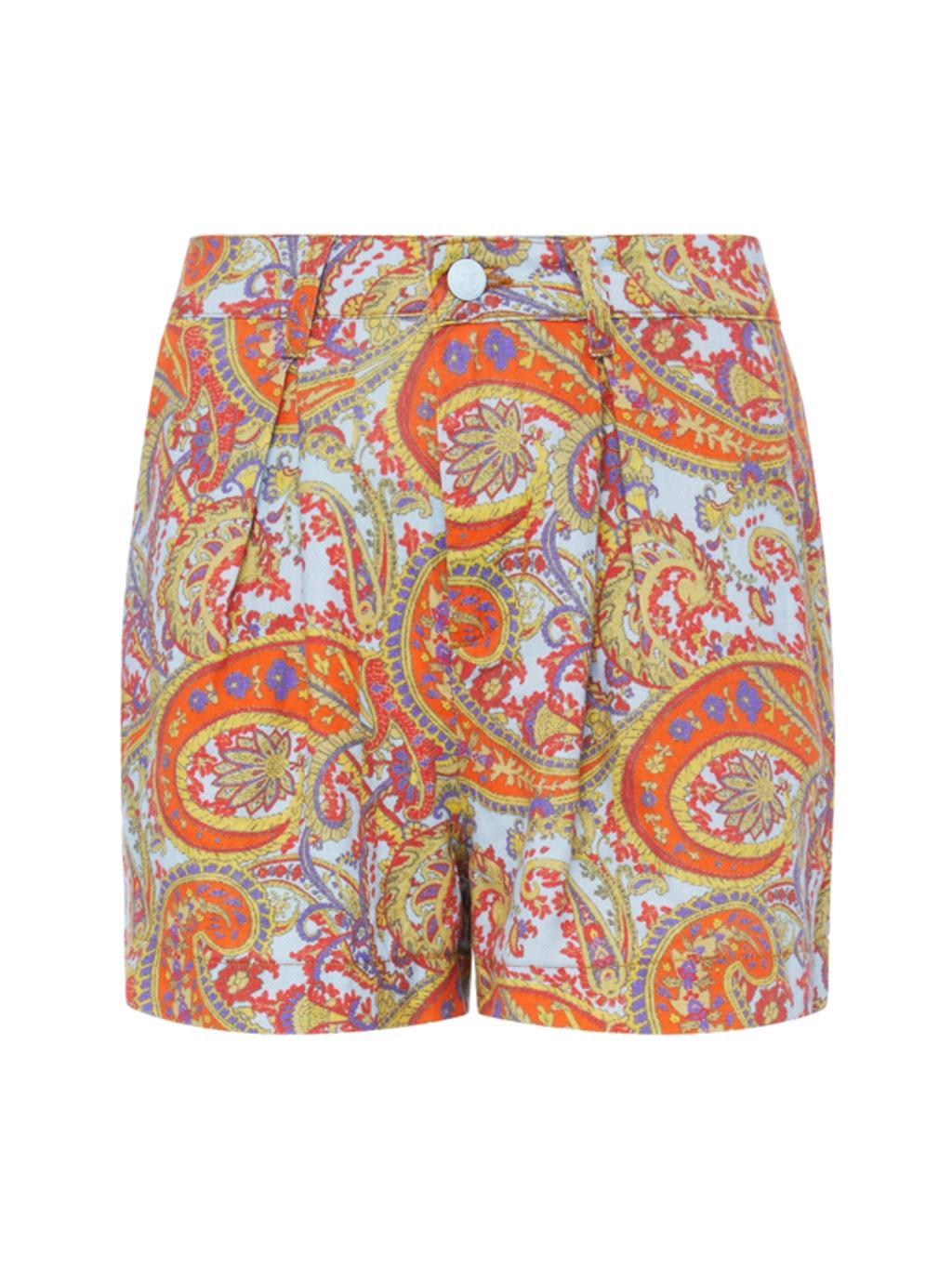 Zahari Linen Short In Light Blue Vintage Paisley Product Image