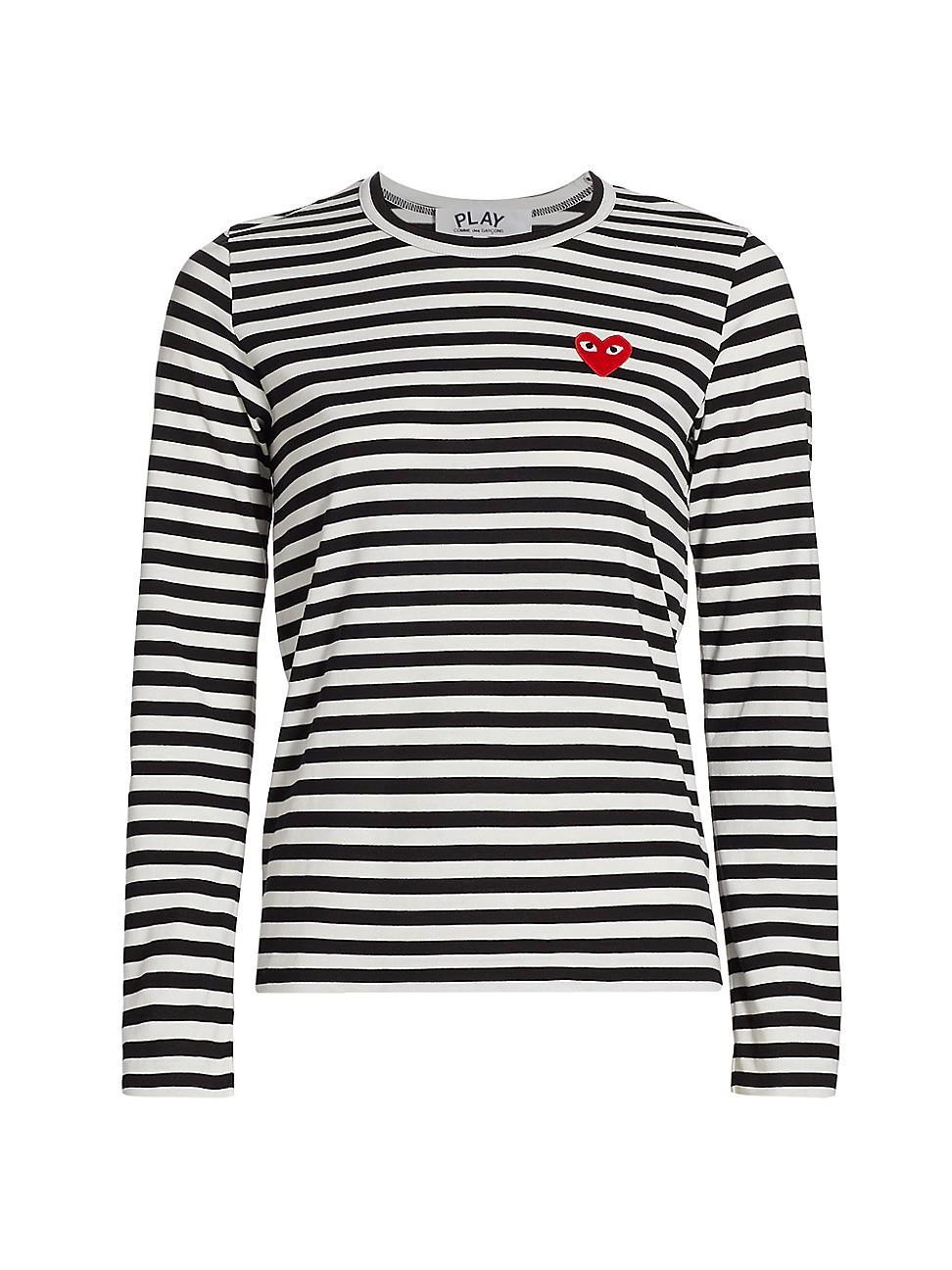 Womens Striped Red Heart Long-Sleeve Shirt product image