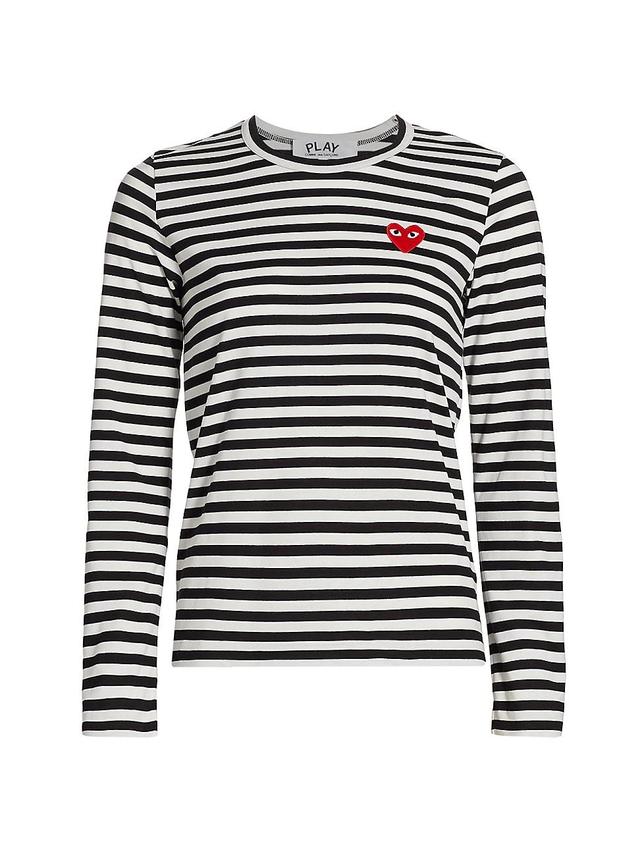 Womens Striped Red Heart Long-Sleeve Shirt Product Image