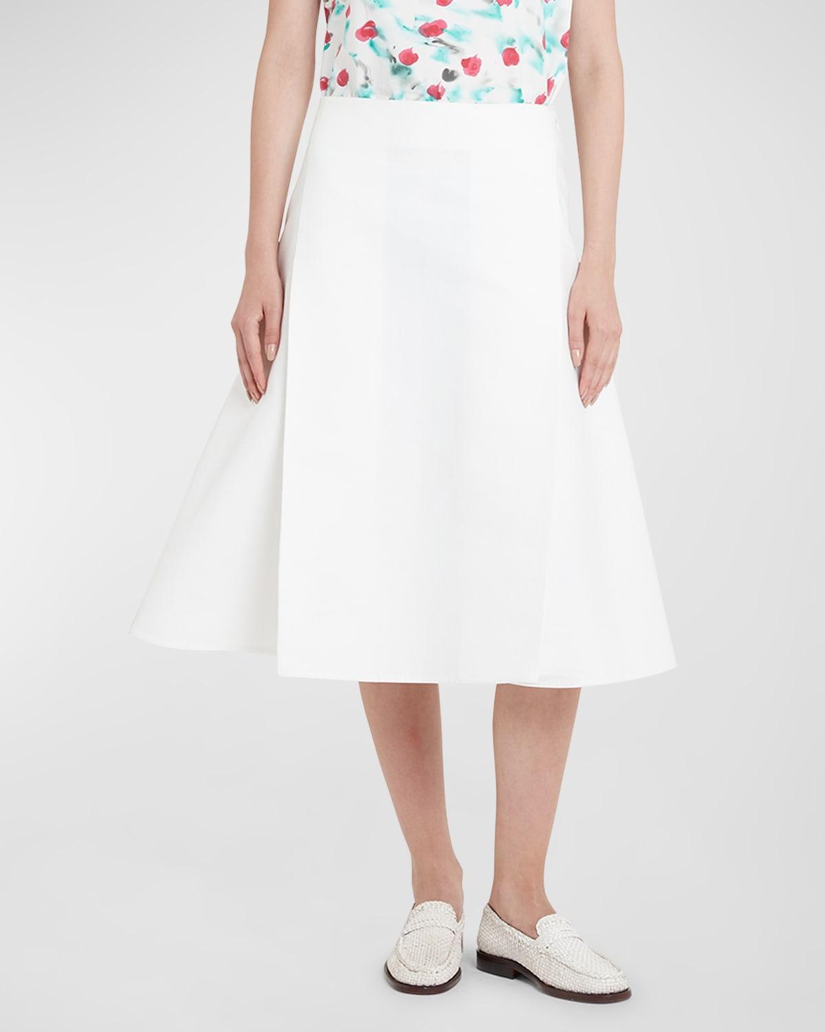 Womens Flared Cotton Midi-Skirt Product Image