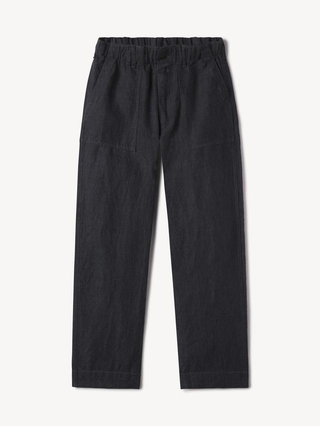 Navy Loomed Linen Fatigue Pant Product Image