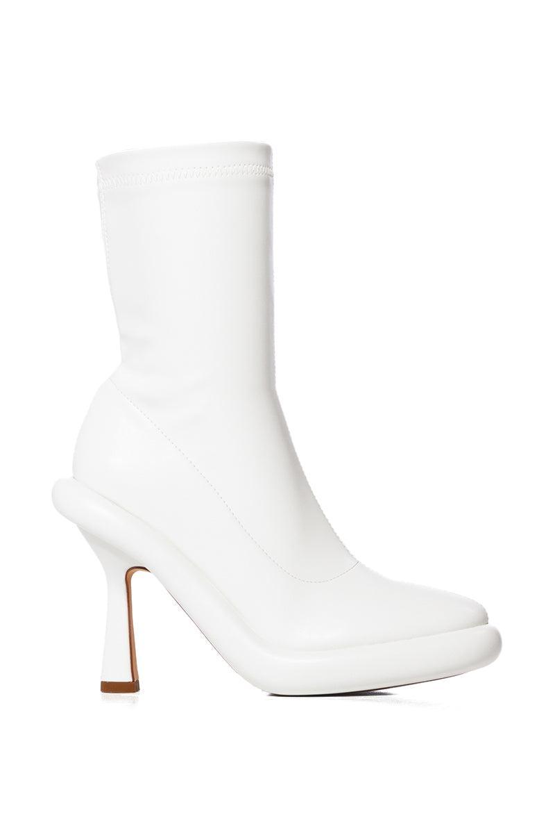 AZALEA WANG TARROW STILETTO PU BOOTIE IN WHITE Product Image