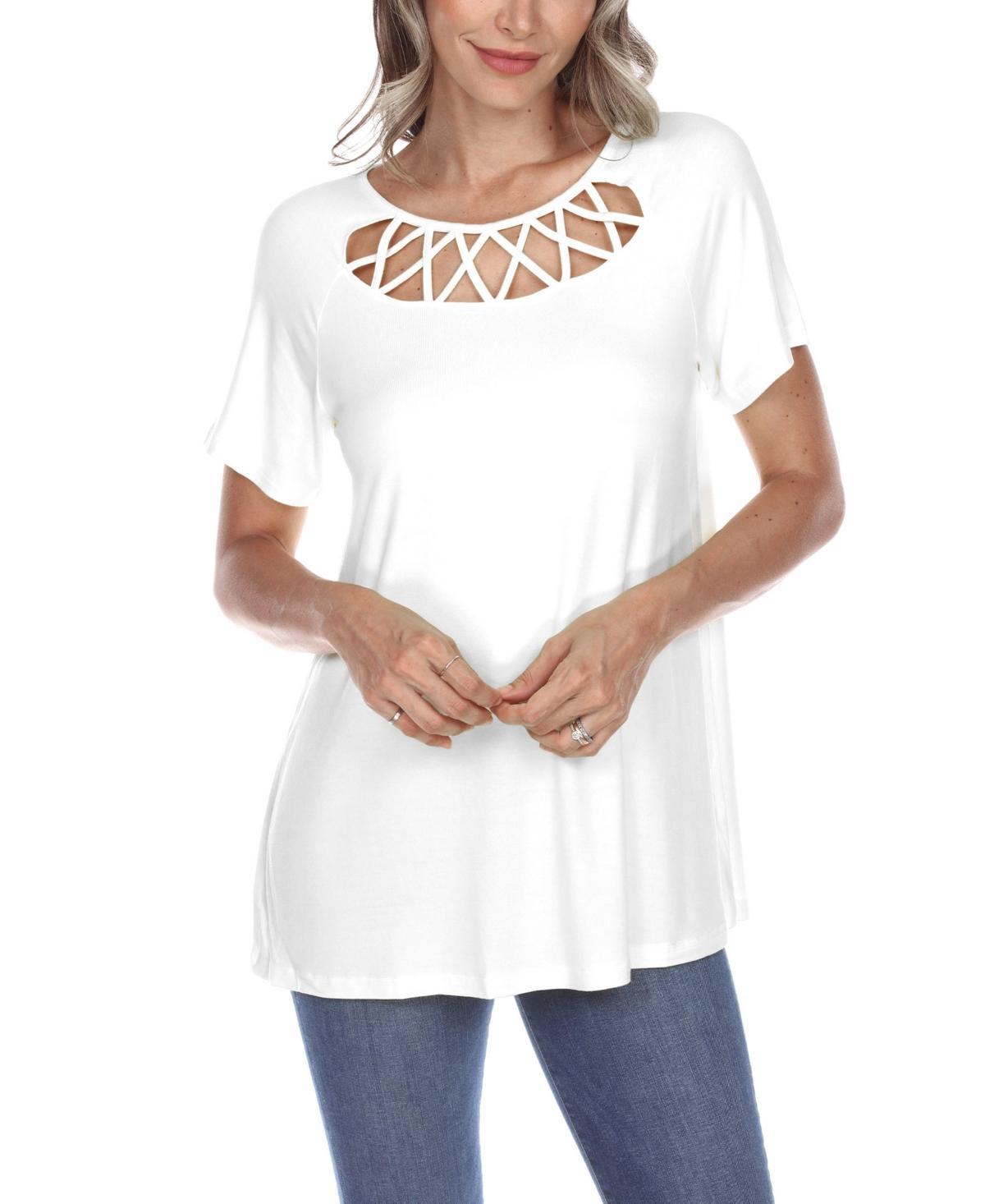 Womens Crisscross Cutout Short Sleeve Top Product Image