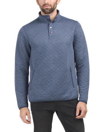 Long Sleeve Quilted Pullover With Pockets for Men Product Image