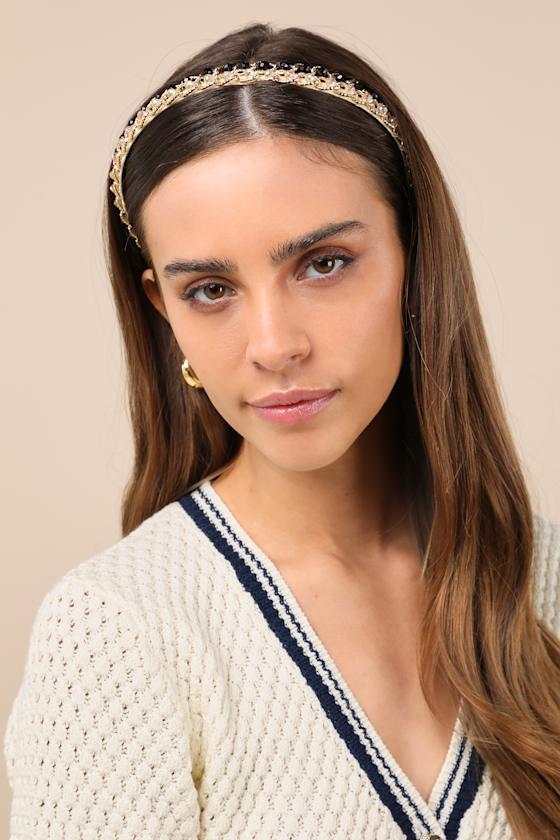 Compelling Essence Ivory and Black Chain 2-Piece Headband Set Product Image