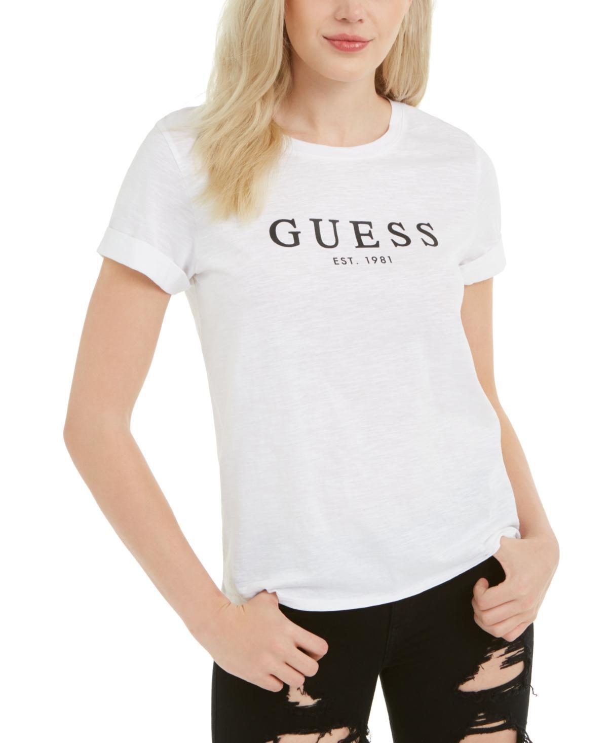 Guess Womens 1981 Cotton Roll-Cuff T-Shirt Product Image