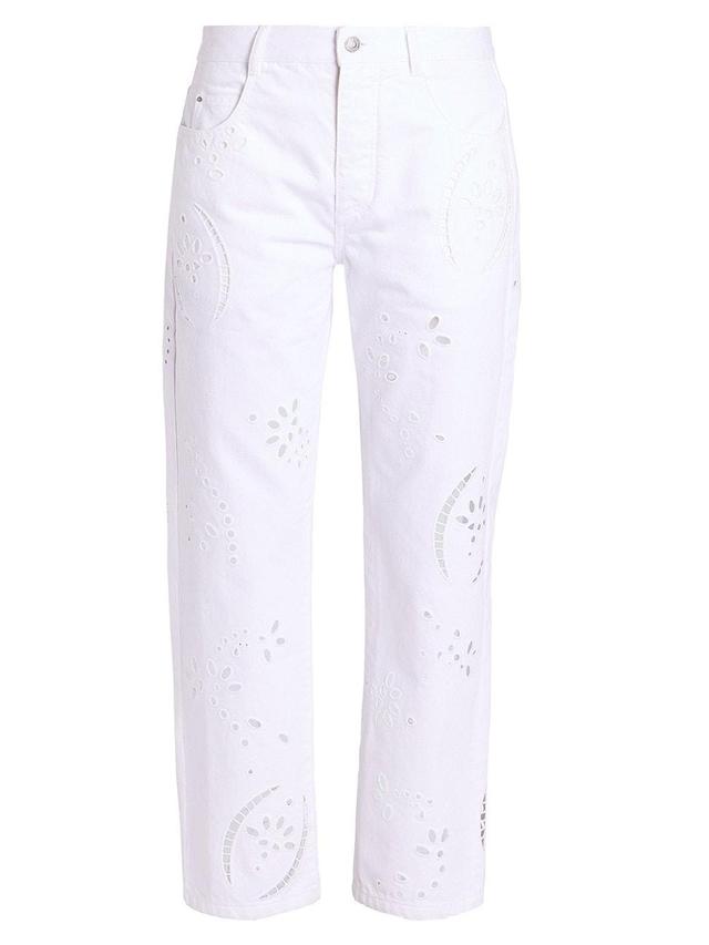 Womens Irina Eyelet Straight-Leg Jeans Product Image