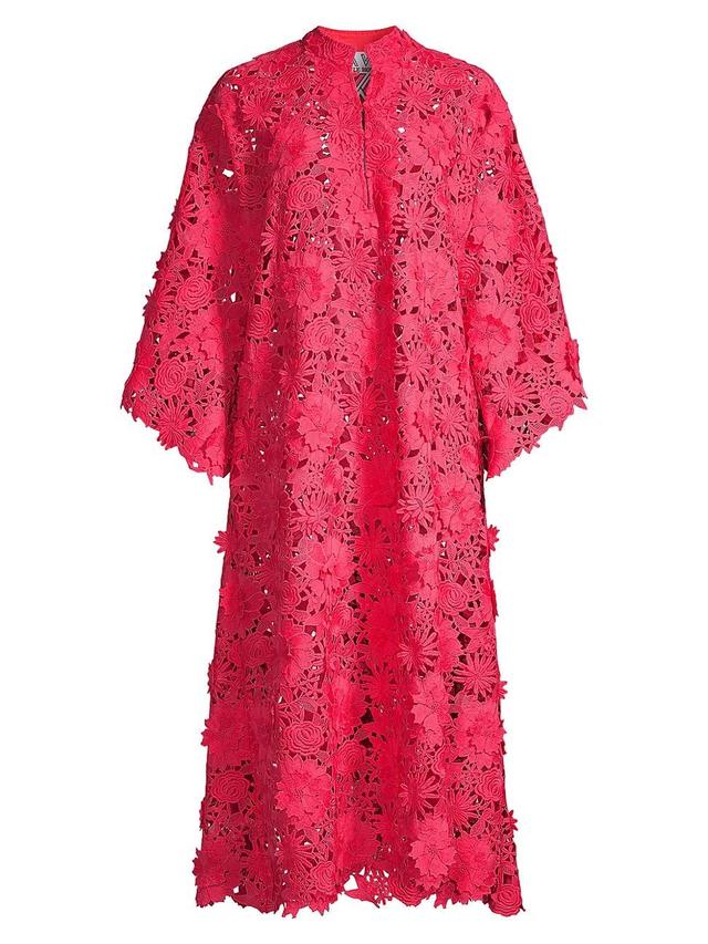 Womens Floral-Lace Caftan Maxi Dress Product Image