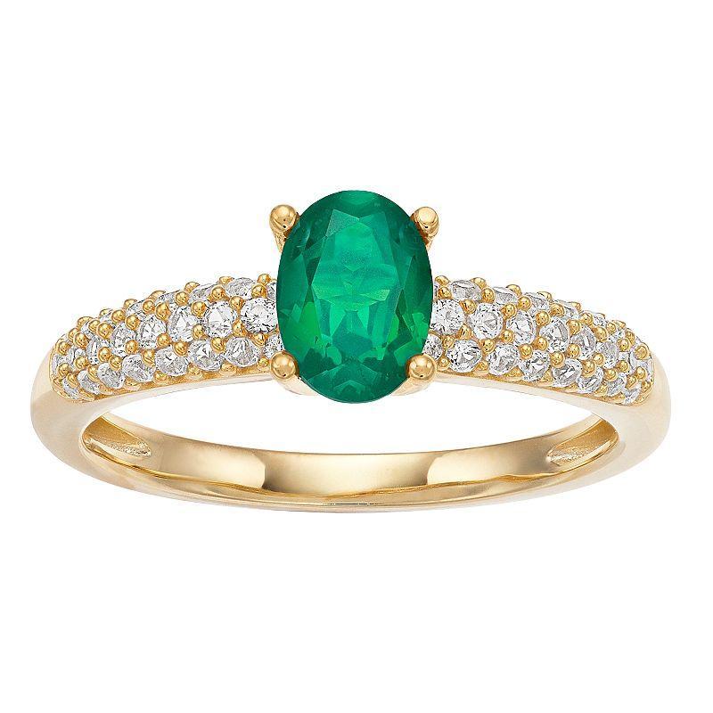 10k Gold Gemstone & 1/3 Carat T.W. Diamond Ring, Womens Green Product Image