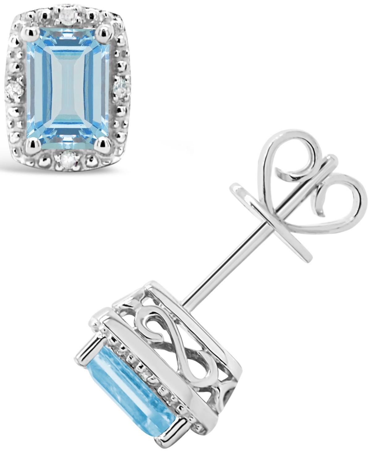 Celebration Gems Sterling Silver Opal & Diamond Accent Rectangle Halo Stud Earrings, Womens Product Image