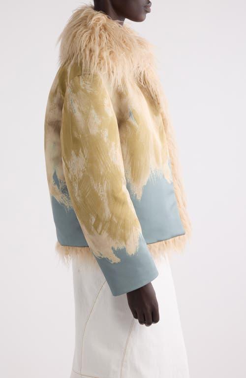 DRIES VAN NOTEN Printed Faux Fur-trimmed Jacket In 103 Beige Product Image